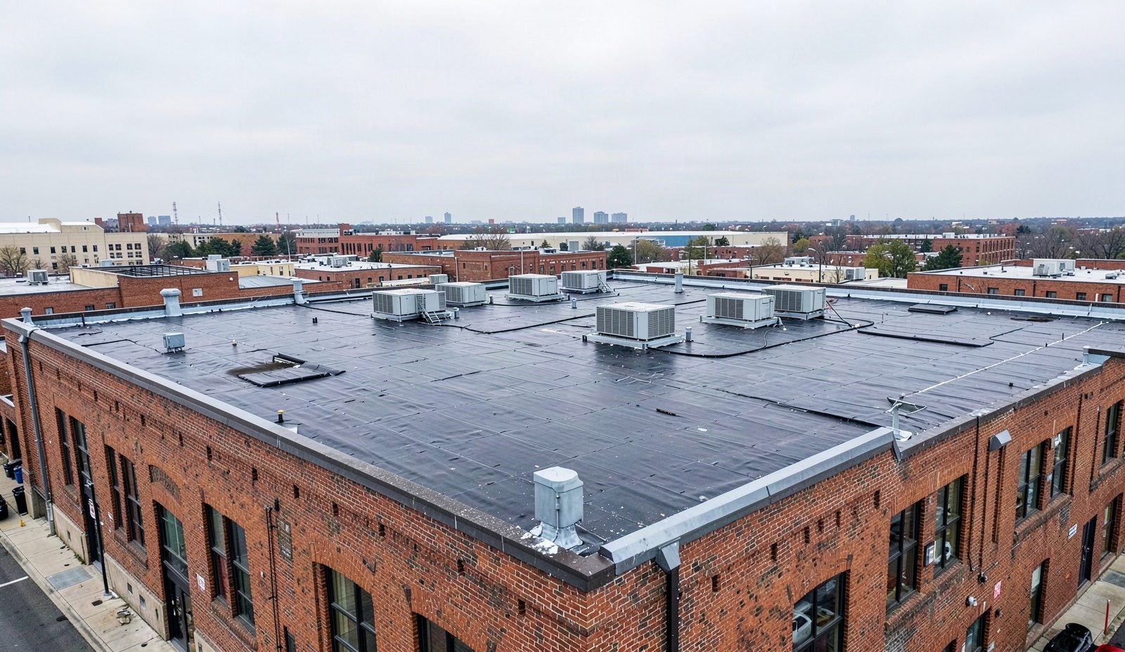 Commercial Roof Inspections Repair Work In Progress