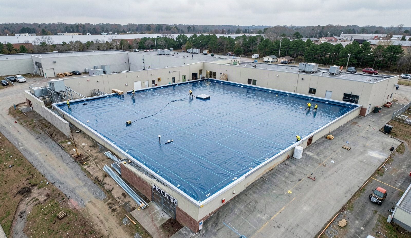 Commercial Roof Replacement Team On The Job