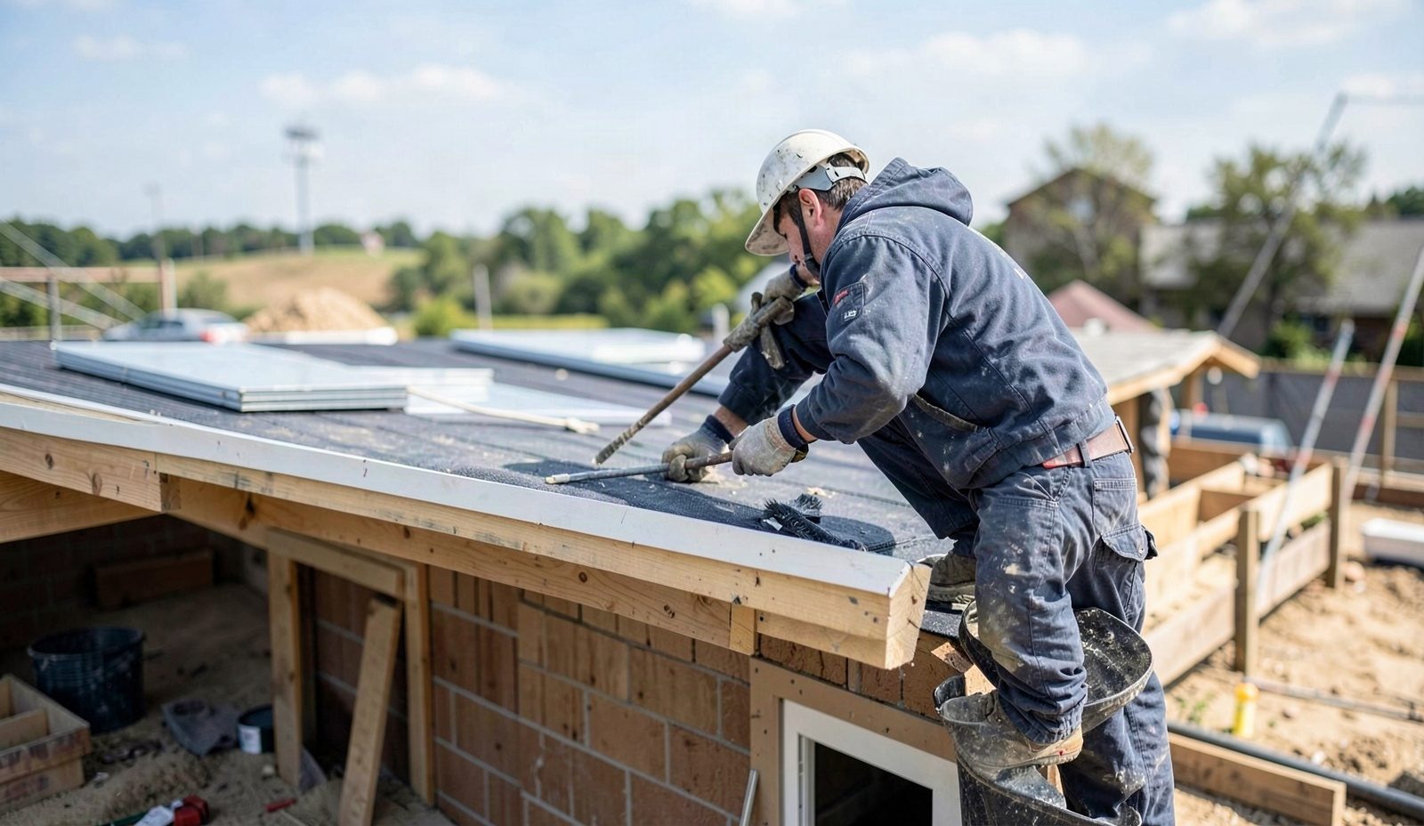 Commercial Roofing Contractors Team On The Job