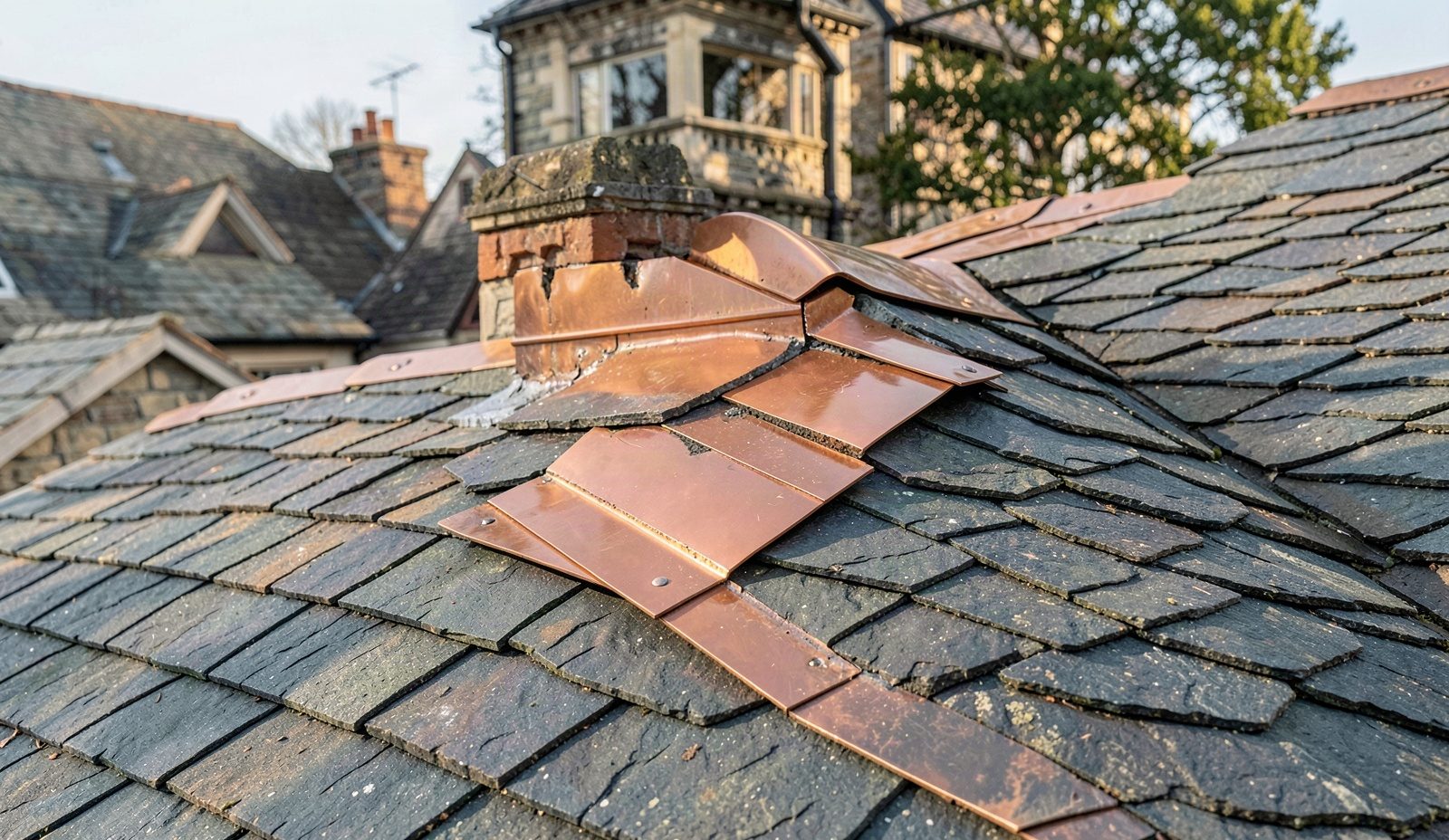 Cracked Or Damaged Flashing Repair Work In Progress