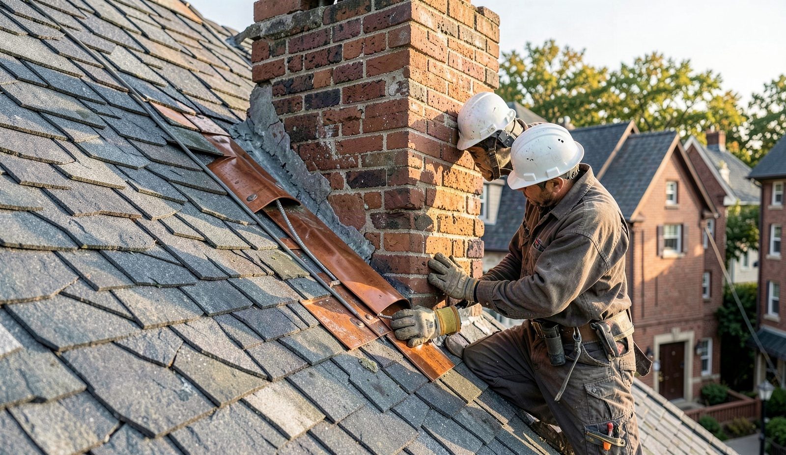 Cracked Or Damaged Flashing Team On The Job