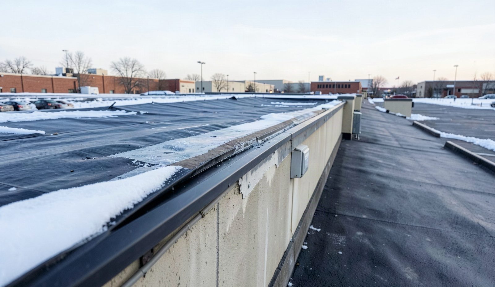 Emergency Commercial Roof Repair Precision Work Close Up