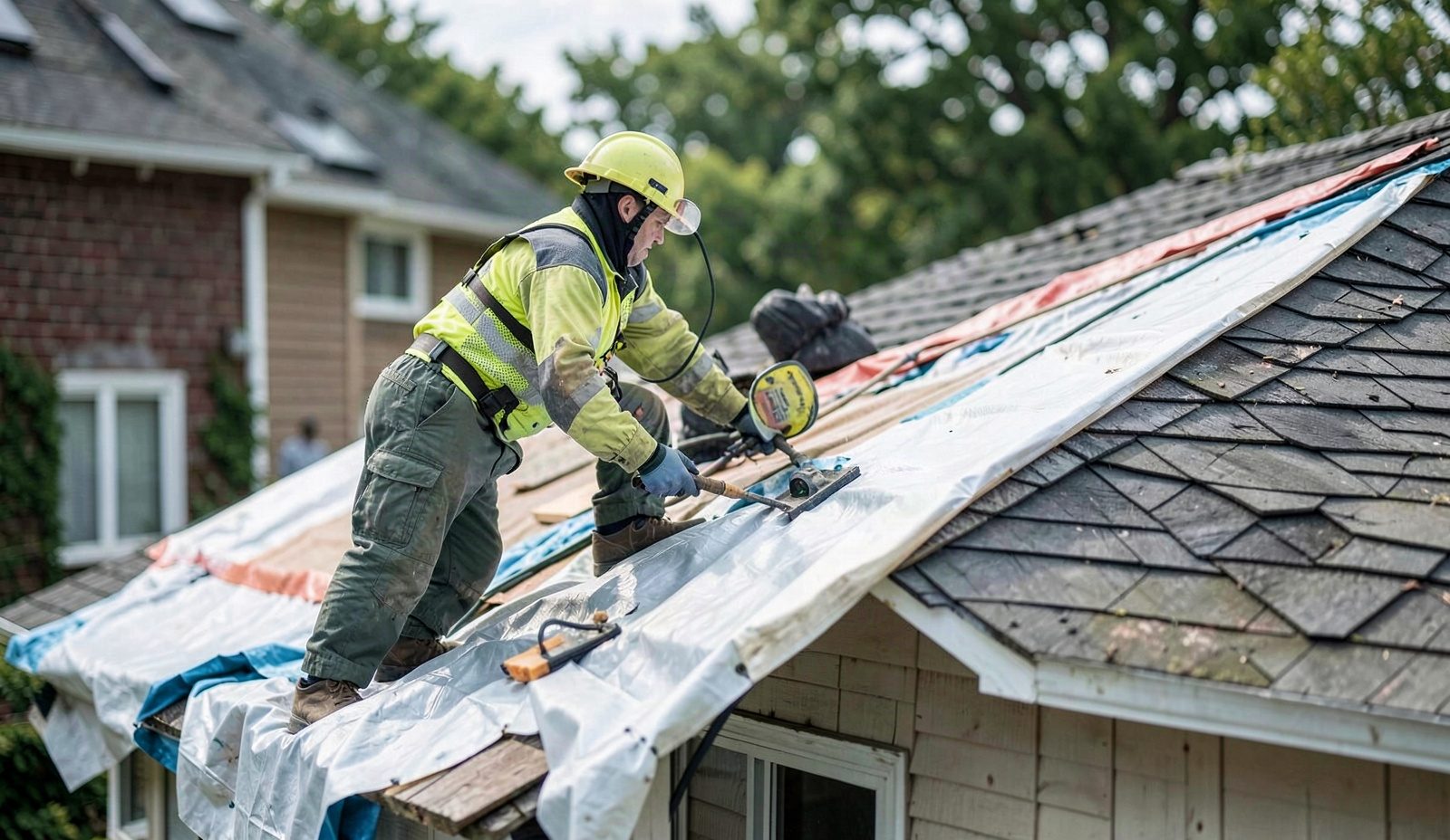 Emergency Roof Tarping Technician At The Front Door