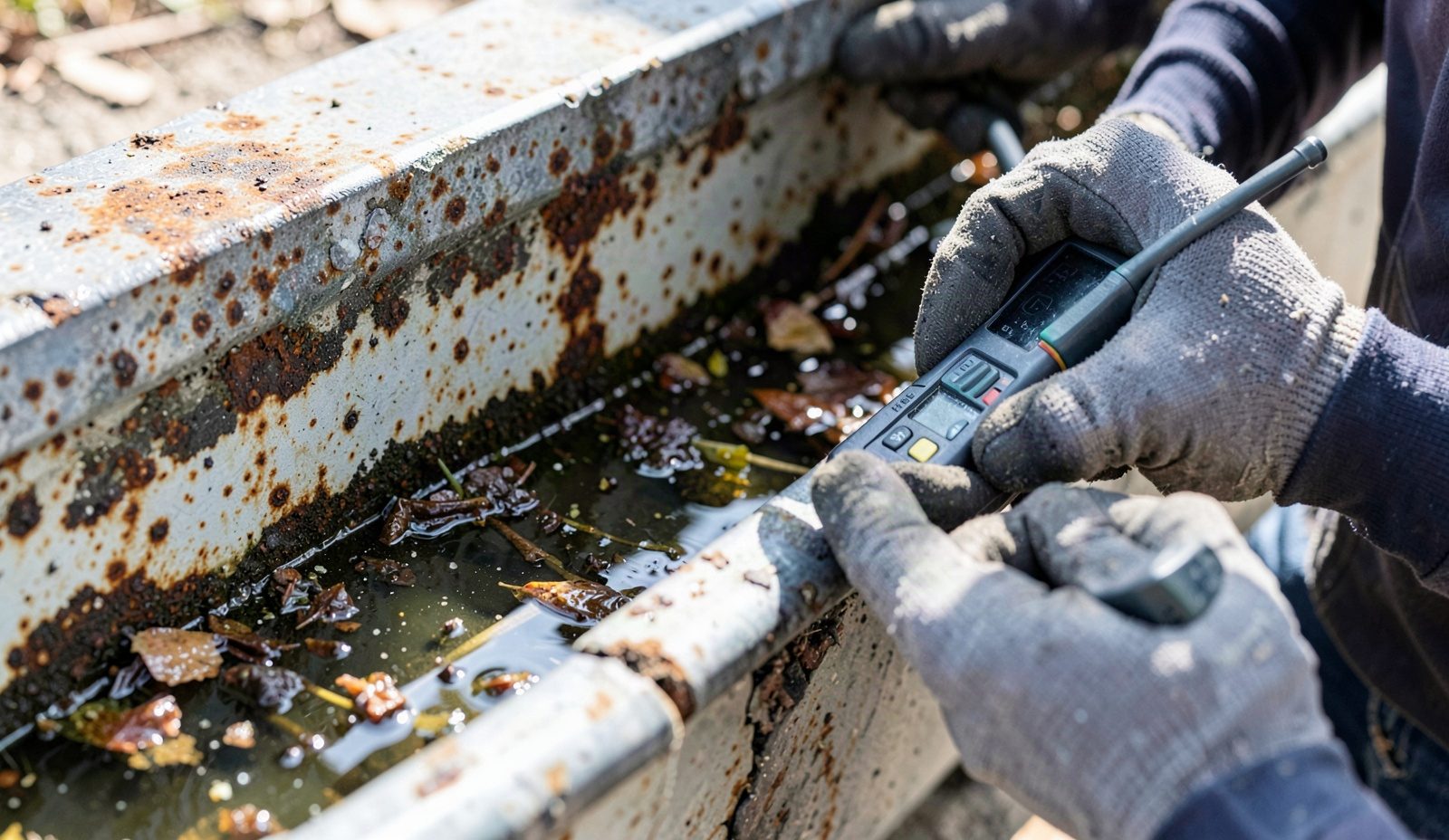 Gutter Installation And Repair Inspection Close Up