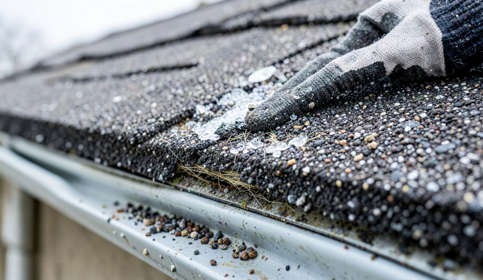Hail Damage Roof Repair Inspection Close Up