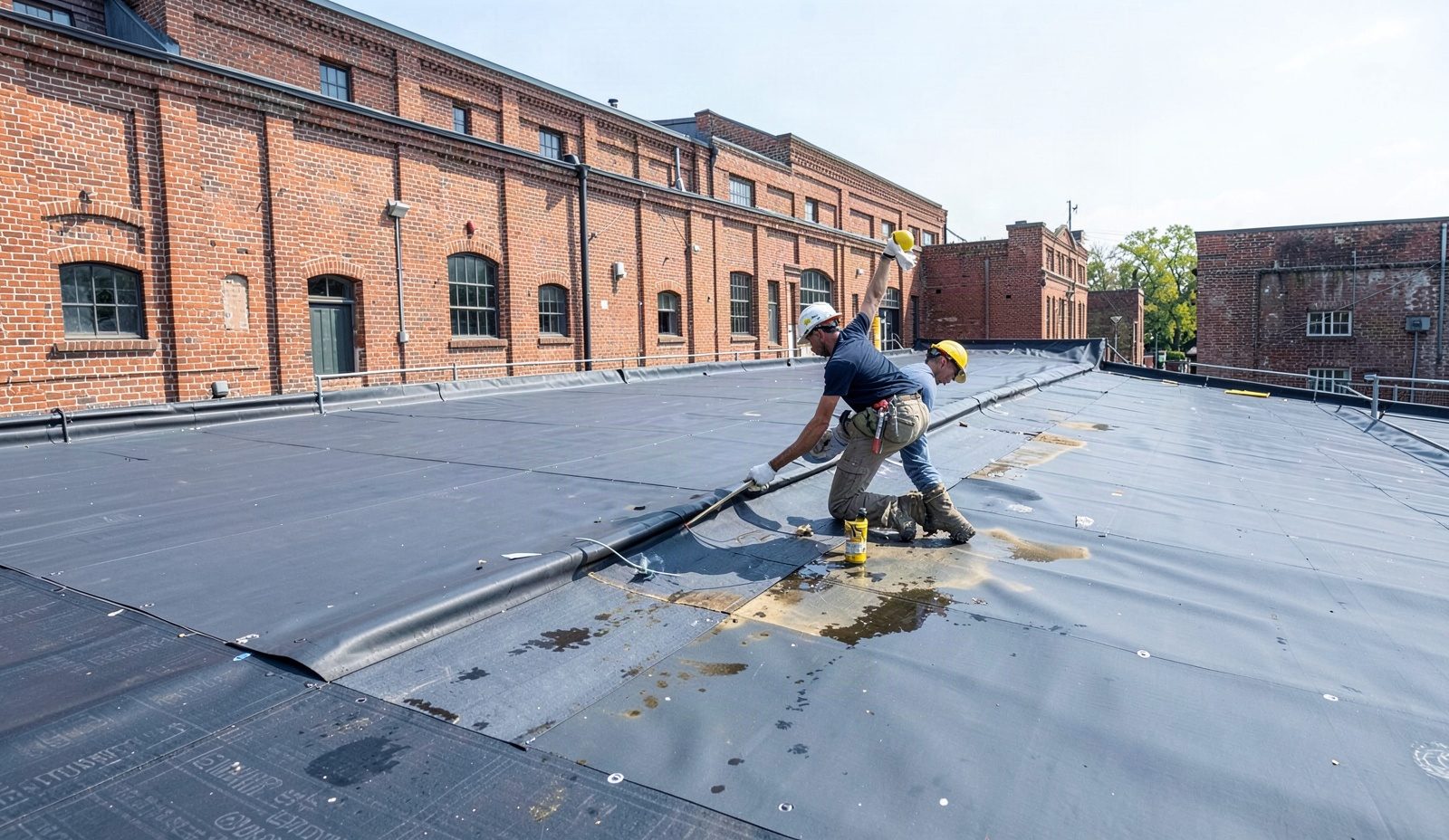 Industrial Roofing Services Crew Arriving On Site