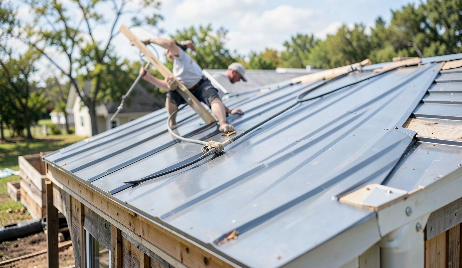 Metal Roof Installation Inspection Close Up