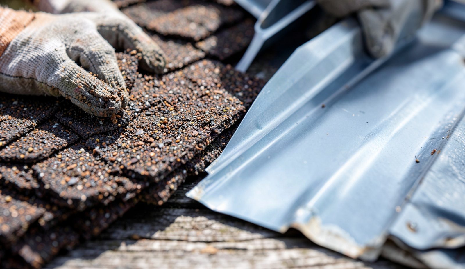 Metal Vs Shingle Roofing Inspection Close Up