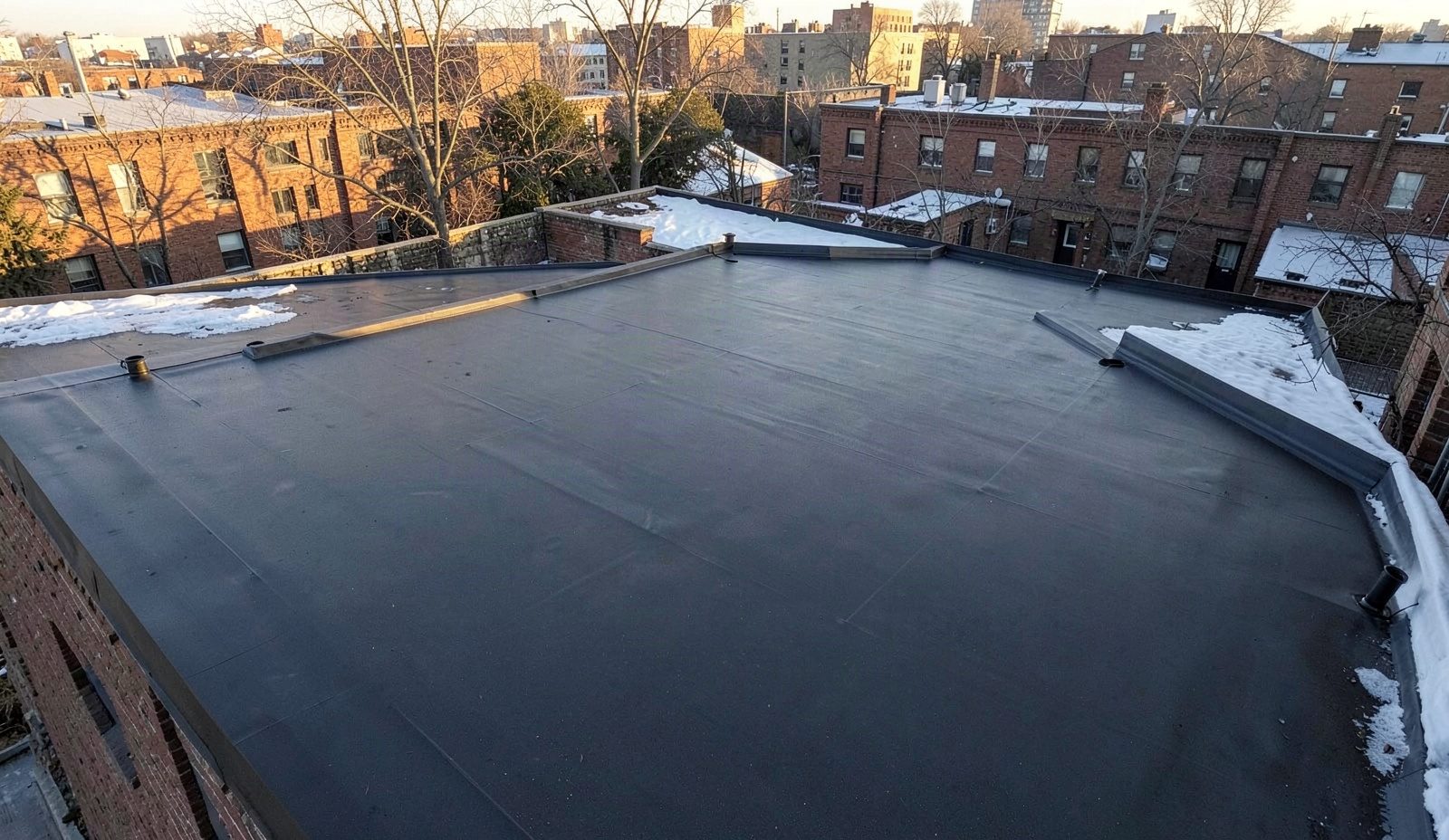 Modified Bitumen Roofing Repair Work In Progress