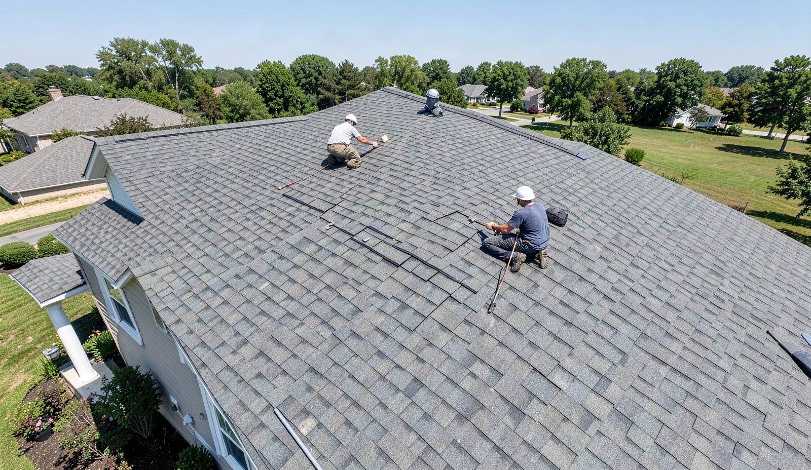 New Construction Roofing Team On The Job
