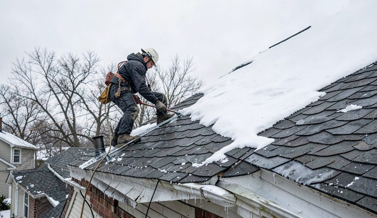 Roof Leaks Around Chimney Team On The Job