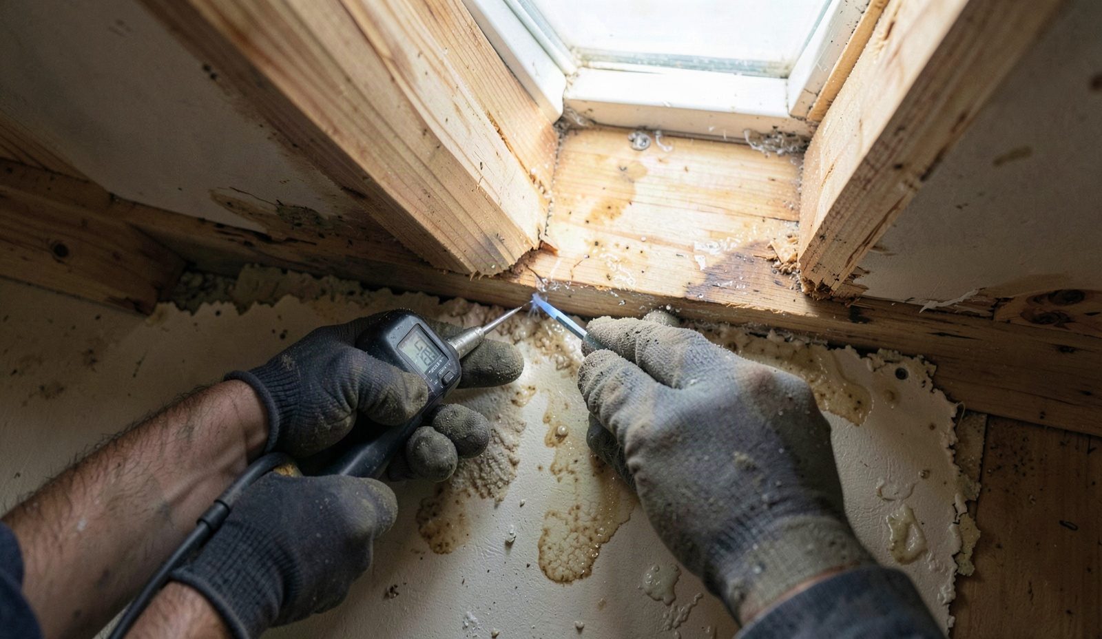 Skylight Leaks Inspection Close Up