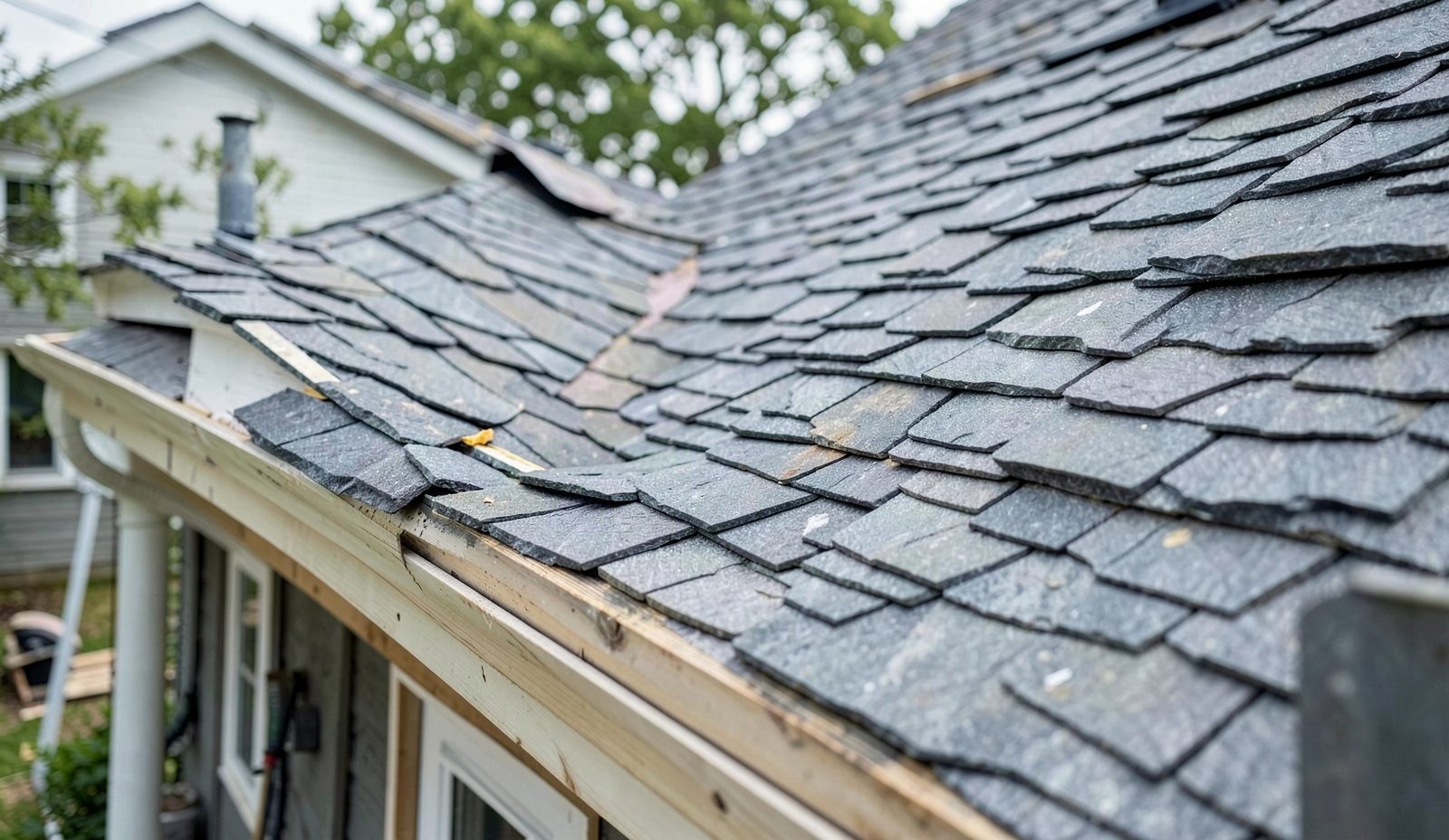 Slate Roof Installation Crew Unloading Equipment