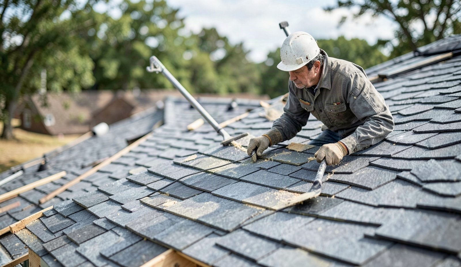 Slate Roof Installation Mid Job Workmanship