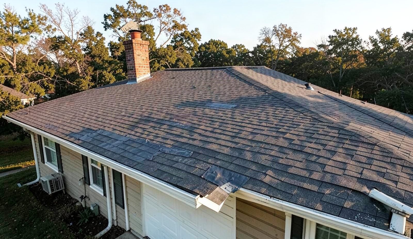 Temporary Roof Patching Repair Work In Progress